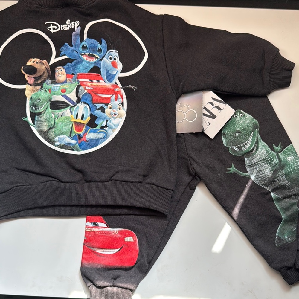 Zara Mickey Mouse Sweatshirt and Camouflage Long Sleeve Set